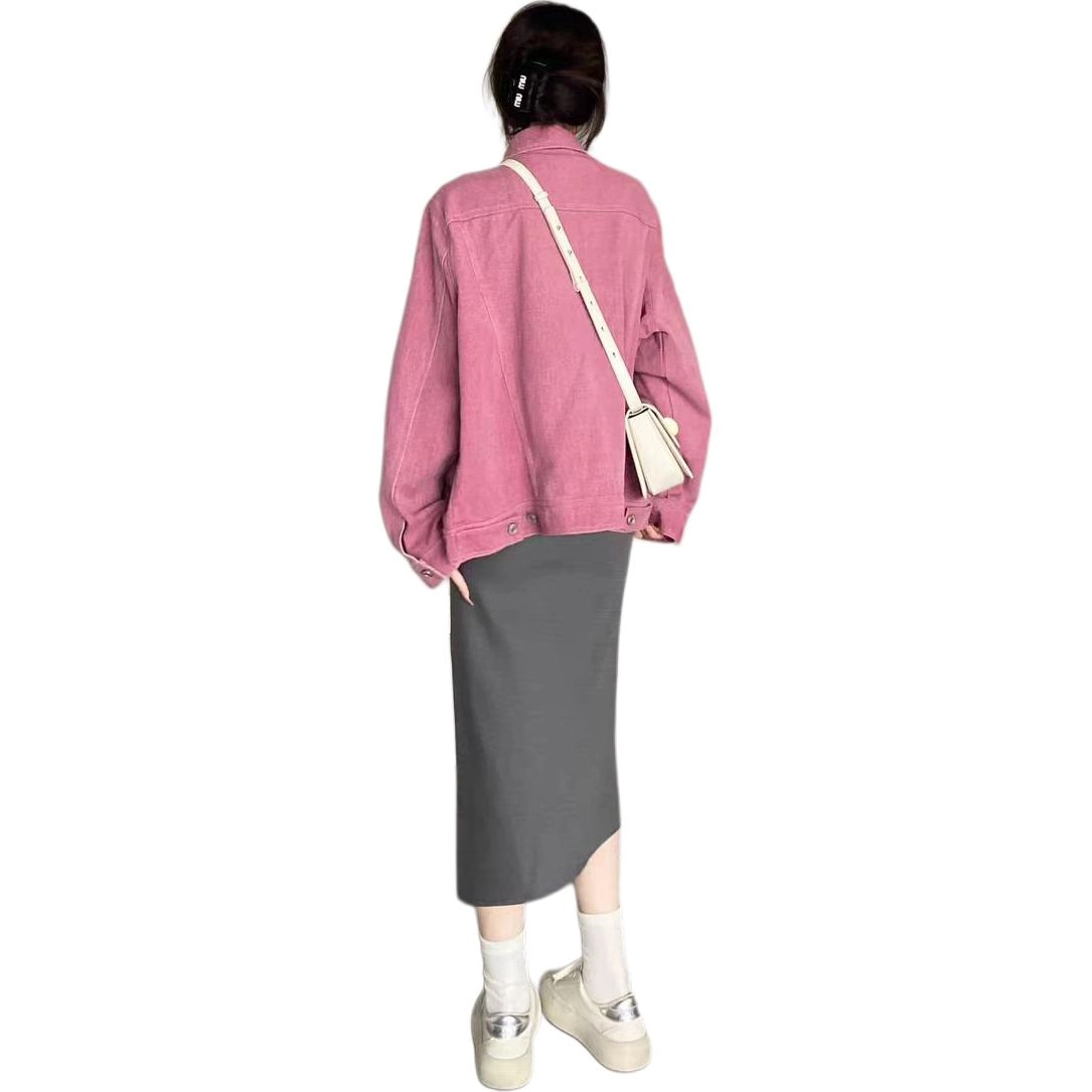 邓大喵 时尚女春秋季休闲显瘦港味夹克复古潮流上衣牛仔外套 女款