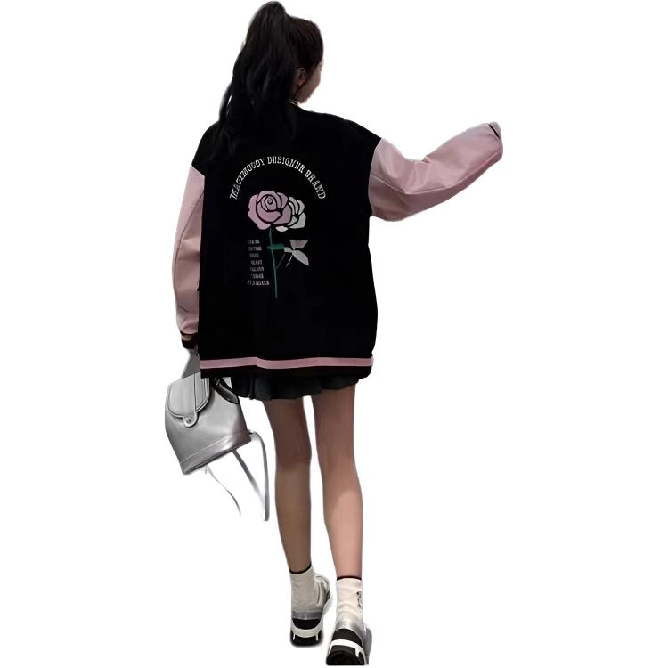 邓大喵 设计感百搭学院风休闲减龄夹克上衣棒球服 女款