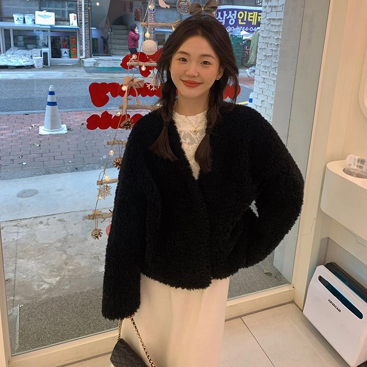 邓大喵 羊羔 毛外套女秋冬季加厚保暖大衣短款高级毛毛小个子皮草 女款