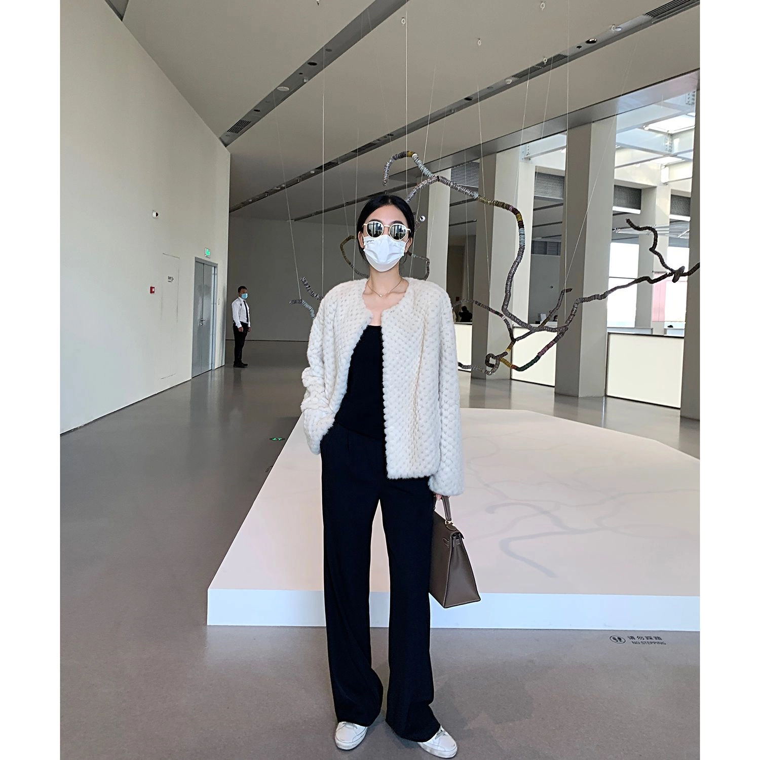 邓大喵 仿獭兔毛外套女冬季百搭圆领短款加厚保暖编织大衣皮草 女款
