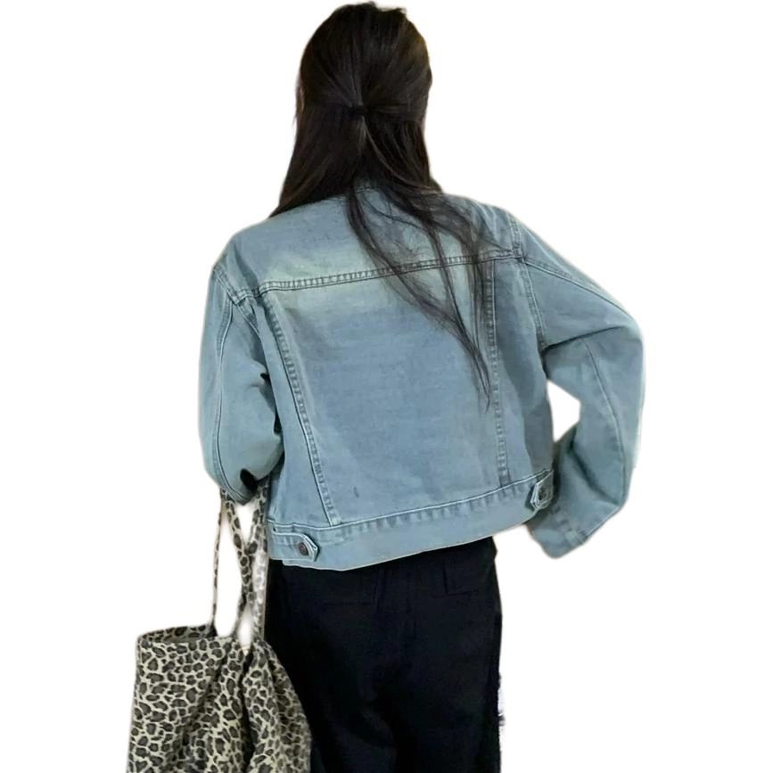 邓大喵 女春秋韩系简约经典美式百搭小个子夹克上衣牛仔外套 女款
