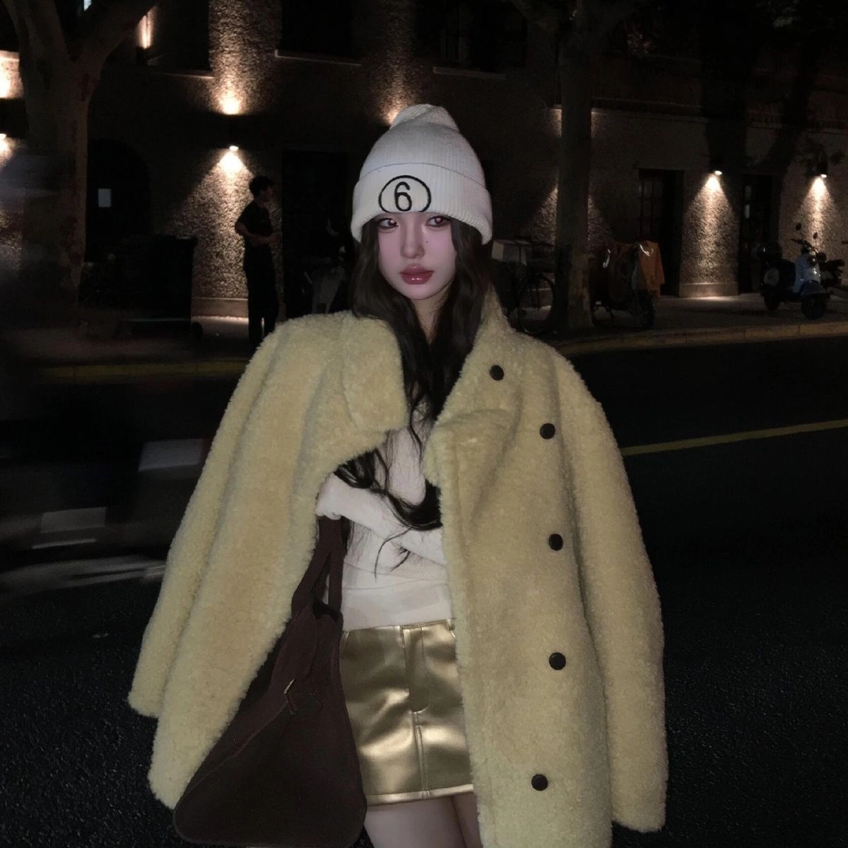 邓大喵 女皮毛一体羊羔毛外套冬季加厚立领毛毛大衣皮草 女款