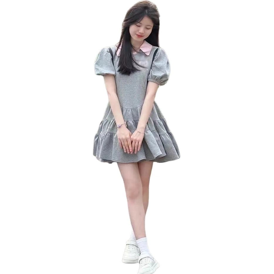 邓大喵 学院风辣妹简约短袖连衣裙 女款