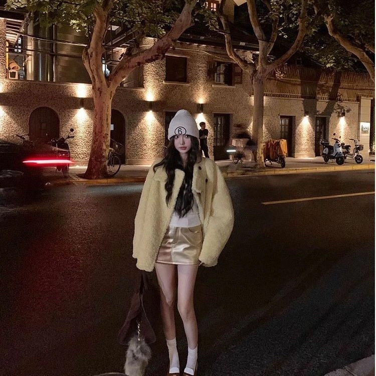 邓大喵 女皮毛一体羊羔毛外套冬季加厚立领毛毛大衣皮草 女款