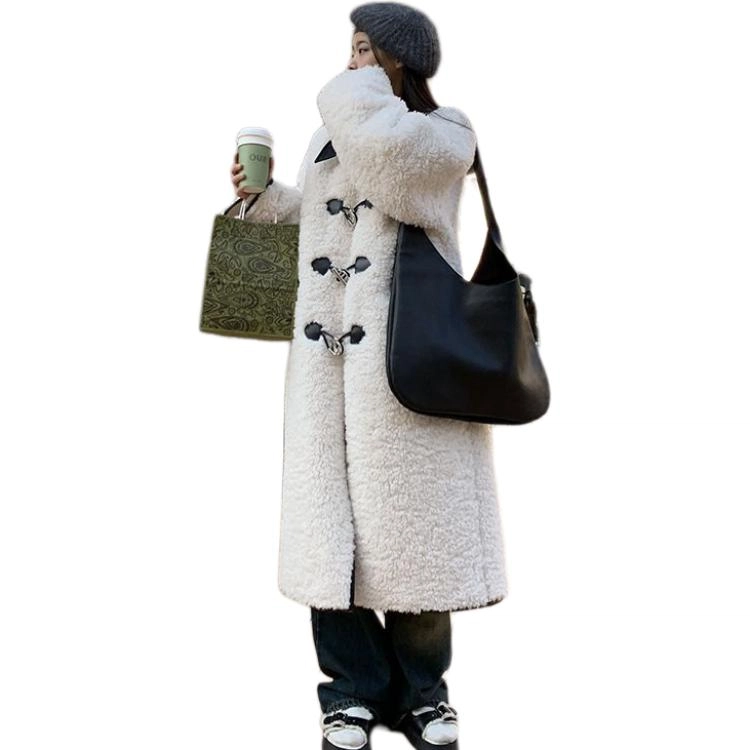 邓大喵 美拉德羊羔毛外套女冬季加厚加棉显瘦显高长款大衣皮草 女款