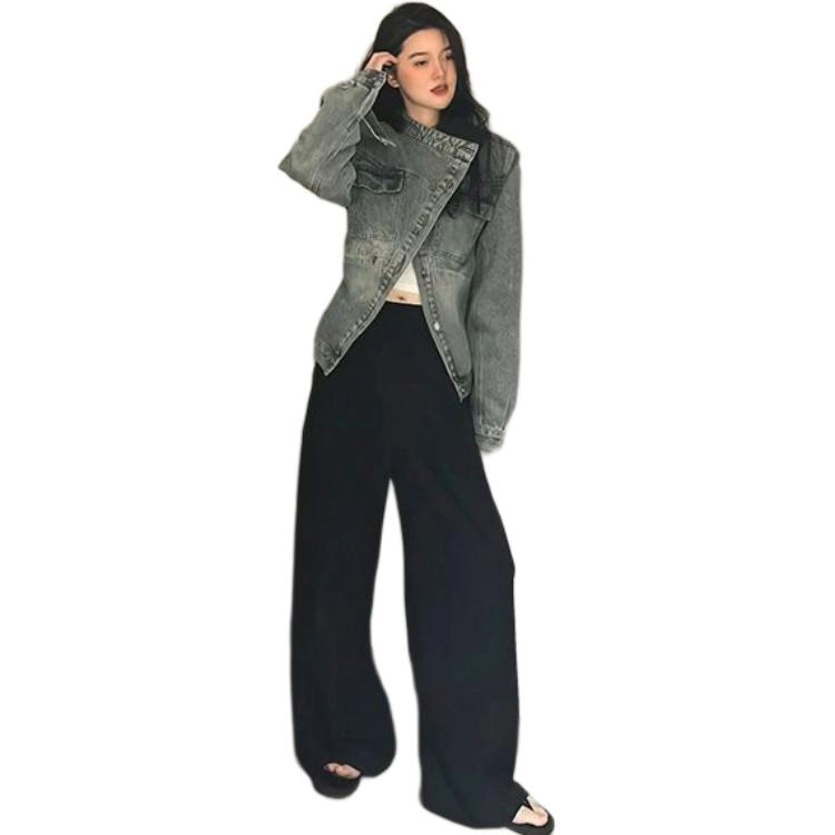 邓大喵 美式复古高级感怀旧女春秋设计感宽松夹克上衣服牛仔外套 女款
