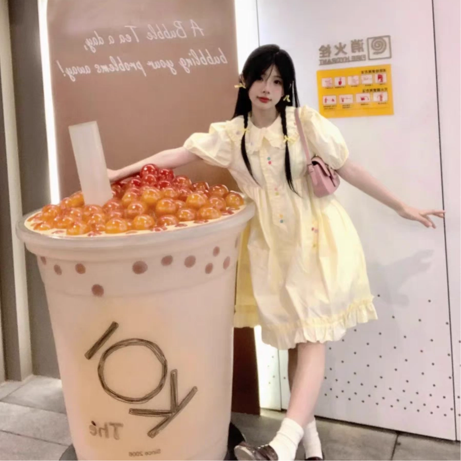 邓大喵 日系软妹学院风卡通短袖连衣裙 女款