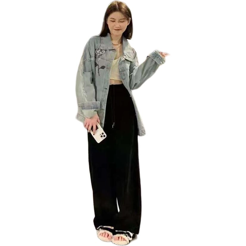 邓大喵 美式重工水洗男女春秋季高街高级感复古痞帅夹克牛仔外套 男女同款