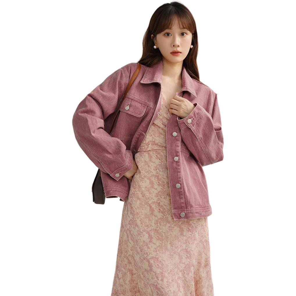 邓大喵 时尚女春秋季休闲显瘦港味夹克复古潮流上衣牛仔外套 女款