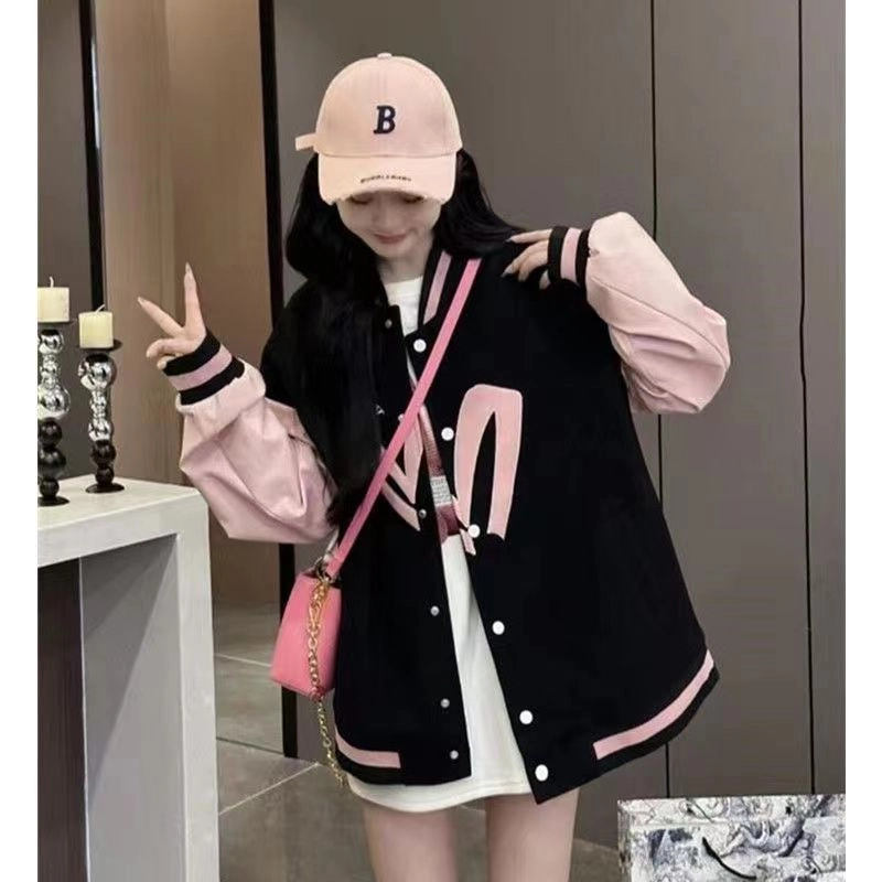 邓大喵 设计感百搭学院风休闲减龄夹克上衣棒球服 女款