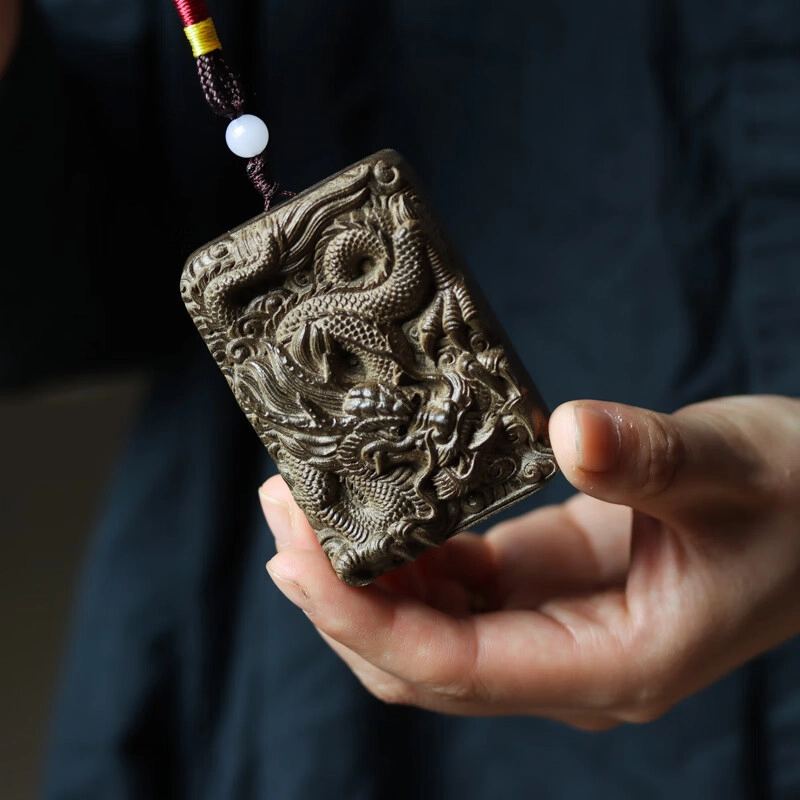仙作美 高级感车内挂件龙年大吉 木作 把件 男款 阴沉木