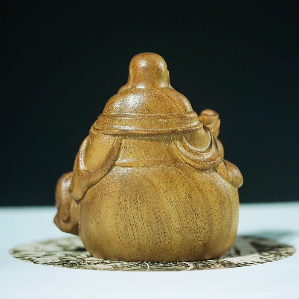仙作美 假一赔万【布袋弥勒佛】小叶桢楠枯木老料整木雕刻文玩手把件 楠木 木作摆件 男女同款情侣款