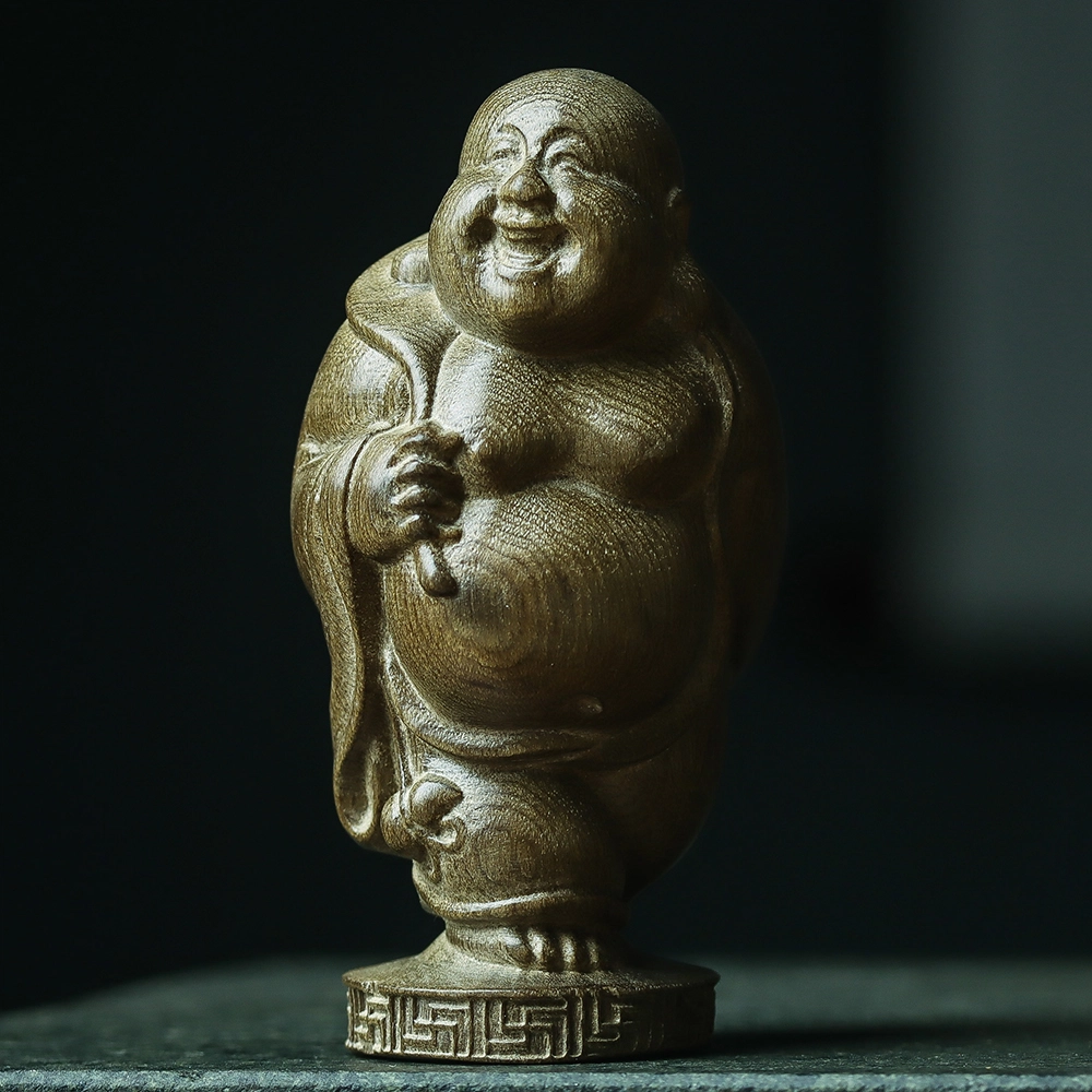 仙作美 金丝楠木乌木雕刻弥勒佛文玩手把件 阴沉木 木作摆件 男女同款情侣款
