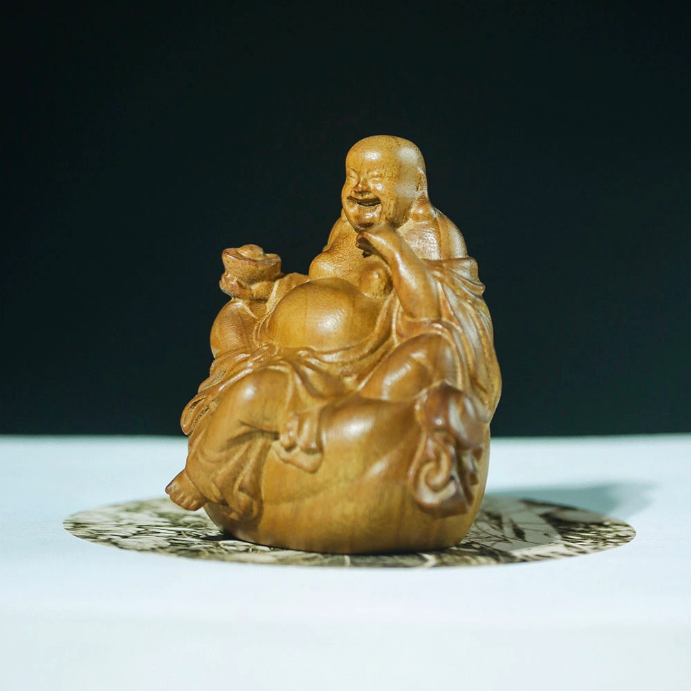 仙作美 假一赔万【布袋弥勒佛】小叶桢楠枯木老料整木雕刻文玩手把件 楠木 木作摆件 男女同款情侣款