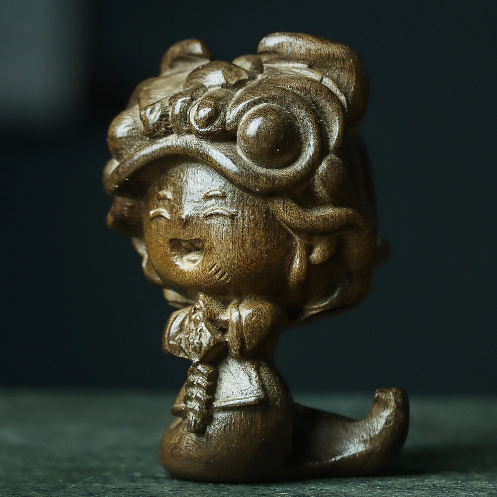 仙作美 金丝楠木乌木雕刻蛇年大吉文玩手把件 阴沉木 木作摆件 男女同款情侣款