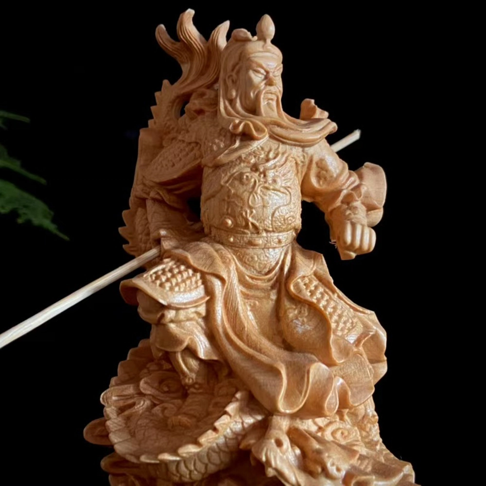 仙作美 根雕【御龙关公】实木雕刻文玩工艺品 崖柏 木作摆件 男女同款情侣款