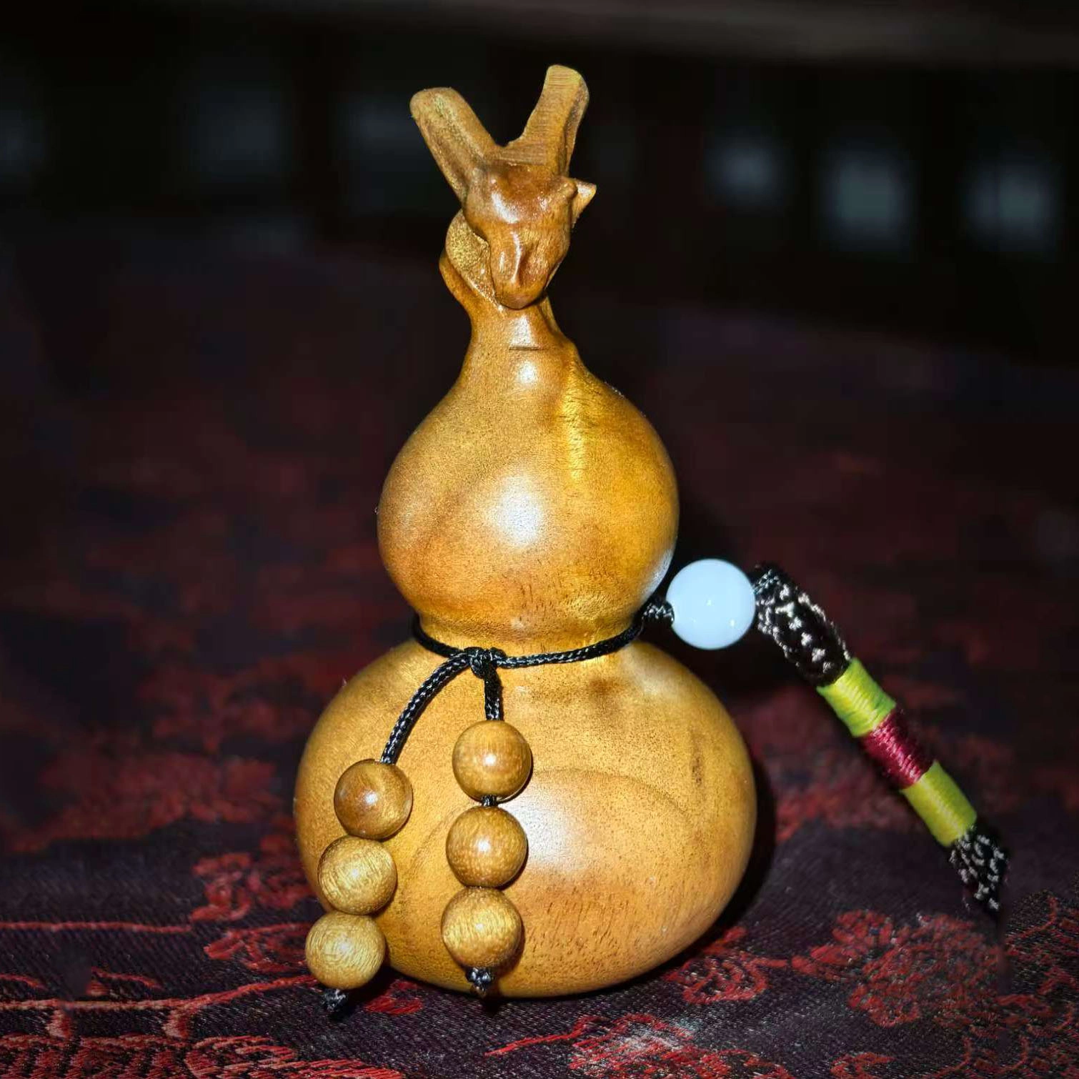 仙作美 龙头葫芦实木雕刻手把件车挂件#好运 楠木 摆件 男女同款情侣款