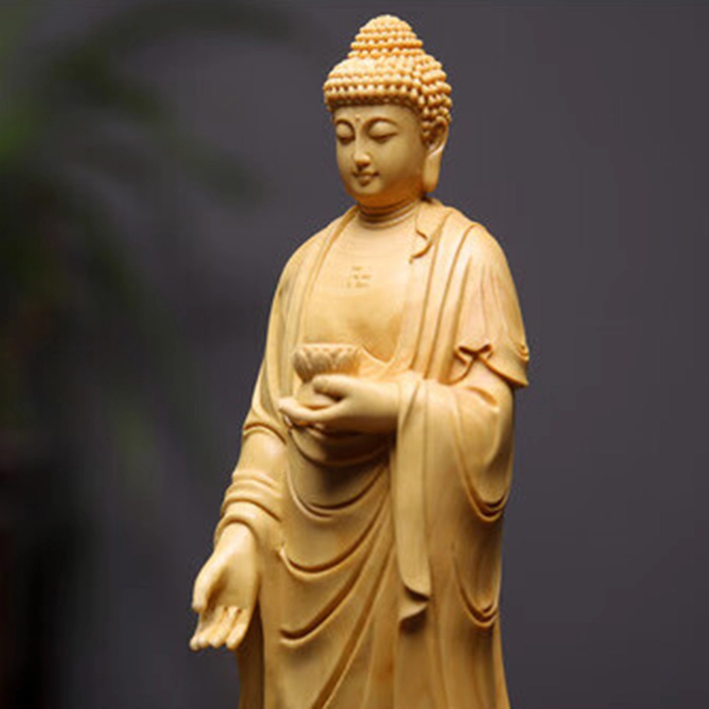 仙作美 木雕阿弥陀佛大日如来佛像供奉守护神 黄杨木 木作摆件 男女同款情侣款
