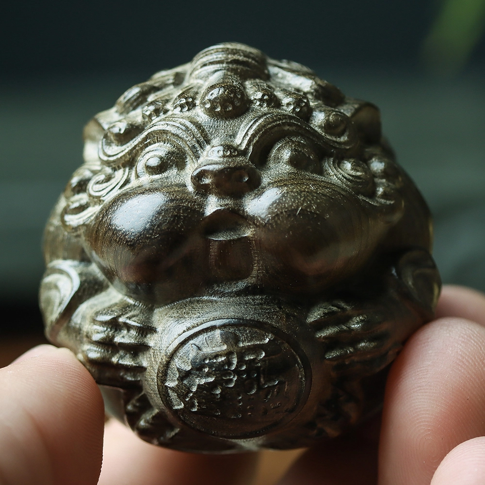 仙作美 雕刻貔貅抱球文玩 阴沉木 木作摆件 男女同款情侣款