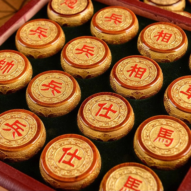 仙作美 国潮九龙雕刻 金丝楠 木作象棋 男女同款情侣款 楠木