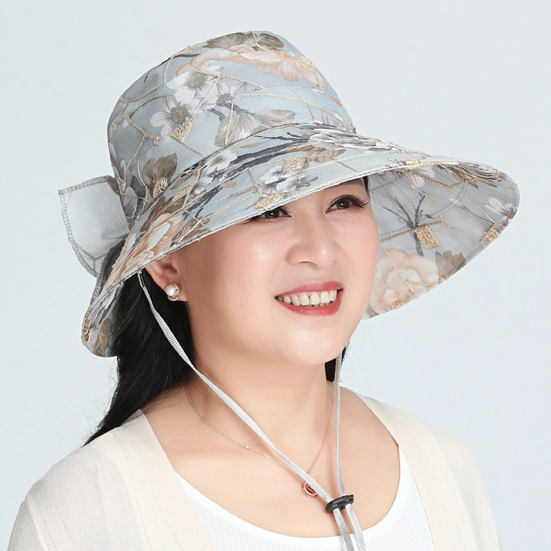 撞青春 帽子遮阳帽防紫外线大沿骑车帽户外中老年人太阳帽 棉麻 防晒帽 女款
