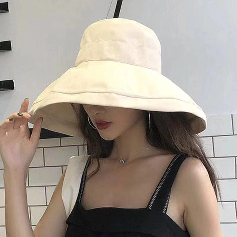 撞青春 大檐遮脸太阳帽户外出游盆帽夏天防晒 桃皮绒 渔夫帽 女款