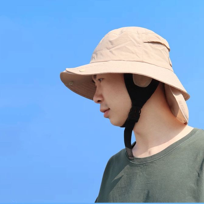 撞青春 可拆帽骑行野游探险钓鱼速干帽防晒护脖冲浪帽 锦纶 渔夫帽 男女同款情侣款
