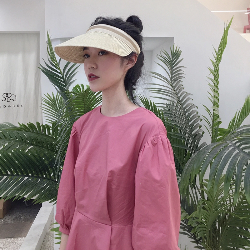 撞青春 遮阳空顶帽草帽无顶 草编 防晒帽 女款