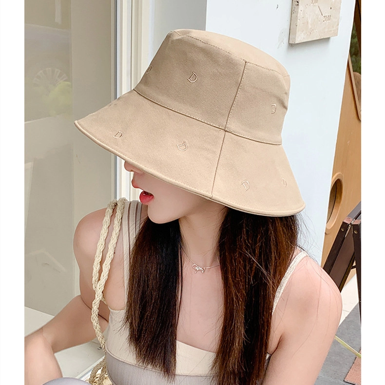 撞青春 字母刺绣双面戴子女宽檐显脸小百搭时尚遮阳盆帽沙滩太阳帽 棉 渔夫帽 女款