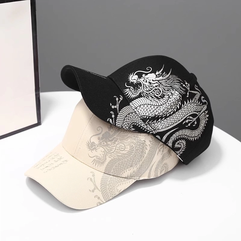 撞青春 龙纹画家滑板炫酷 棉 鸭舌帽 男女同款情侣款