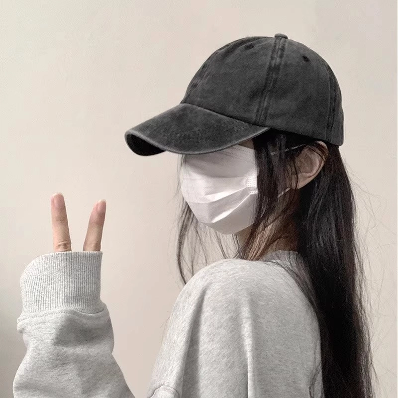 撞青春 水洗牛仔显脸小复古做旧春秋大头围防晒遮阳 棉 鸭舌帽 男女同款情侣款