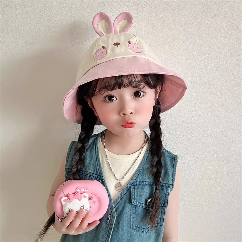 撞青春 宝宝防晒太阳大檐遮阳帽卡通可爱 棉 渔夫帽 儿童款