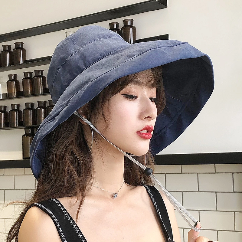 撞青春 大檐遮脸太阳帽户外出游盆帽夏天防晒 桃皮绒 渔夫帽 女款