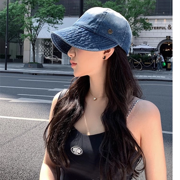 撞青春 夏季大帽檐遮阳防晒款防紫外线太阳帽子 牛仔布 渔夫帽 女款