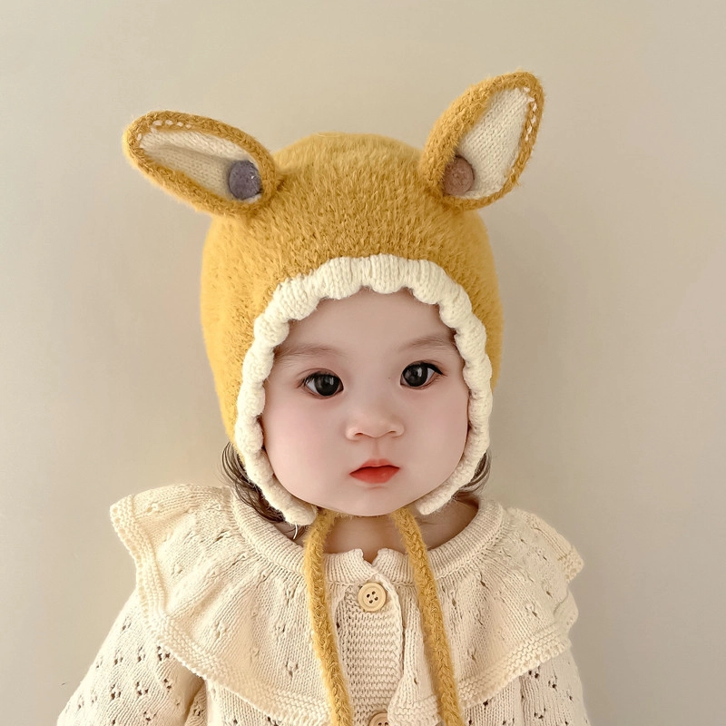 撞青春 帽子包头帽宝宝帽子可爱保暖护耳 腈纶 绒线帽 儿童款