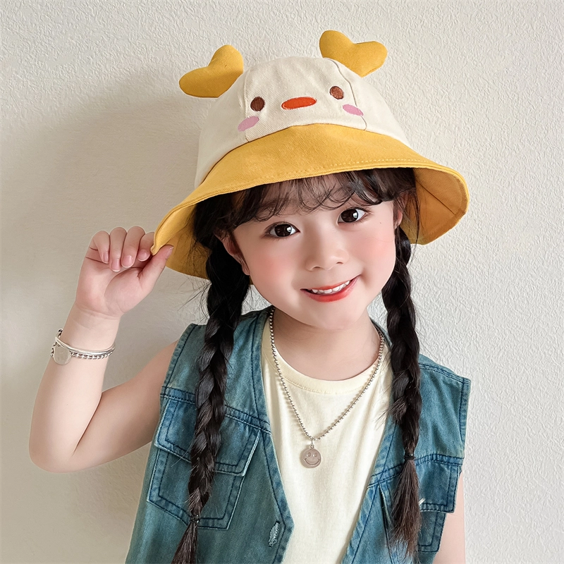 撞青春 宝宝防晒太阳大檐遮阳帽卡通可爱 棉 渔夫帽 儿童款