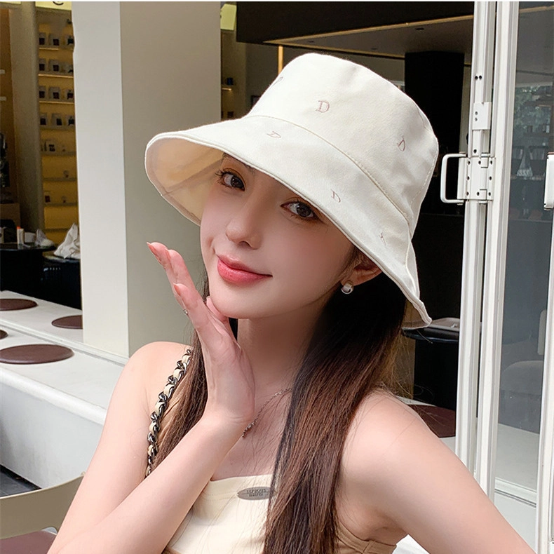 撞青春 字母刺绣双面戴子女宽檐显脸小百搭时尚遮阳盆帽沙滩太阳帽 棉 渔夫帽 女款