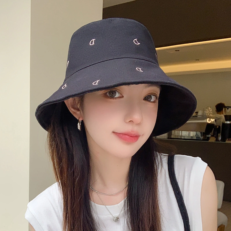 撞青春 字母刺绣双面戴子女宽檐显脸小百搭时尚遮阳盆帽沙滩太阳帽 棉 渔夫帽 女款