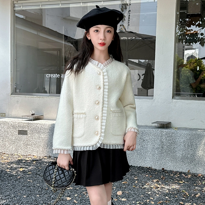 木木屋 简约小香风单排扣舒适长袖夹克外套青少年