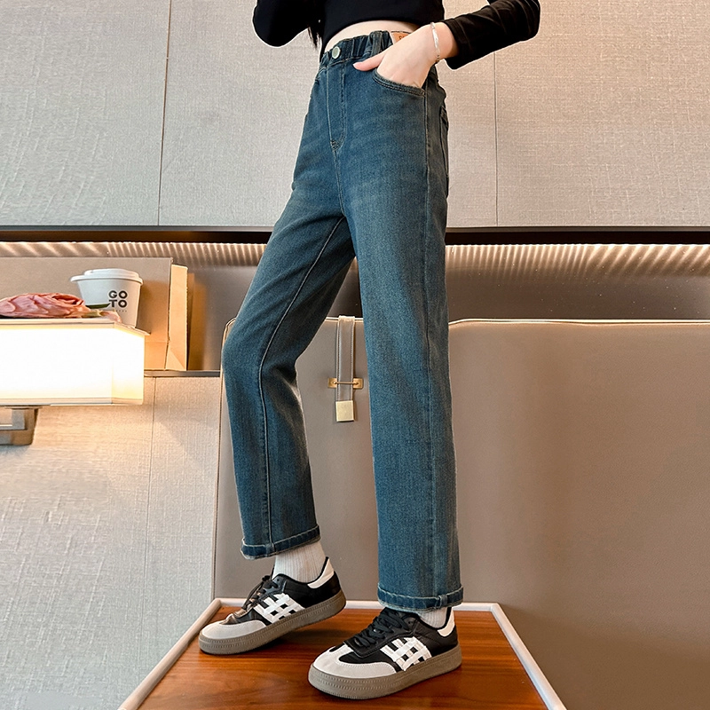 木木屋 松紧腰洋气简约纯色长裤 青少年