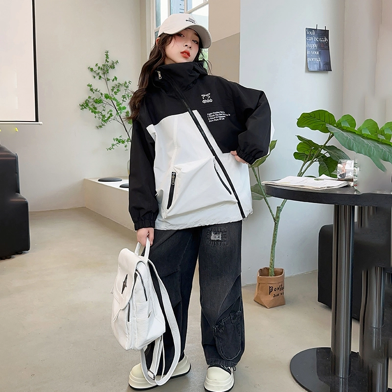 木木屋 舒适连帽拉链字母夹克外套青少年
