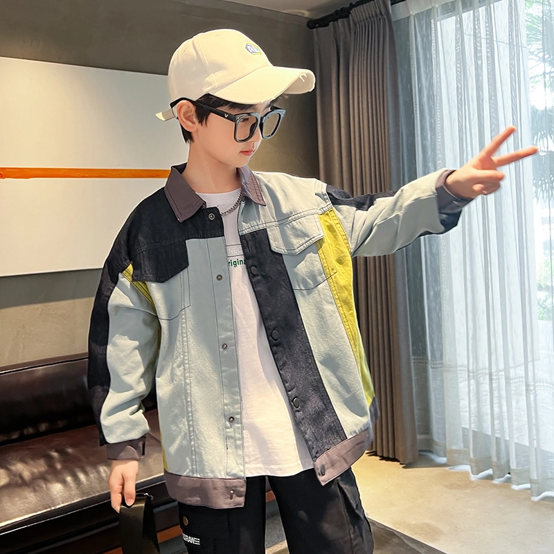 木木屋 舒适翻领落肩夹克外套 拼色青少年