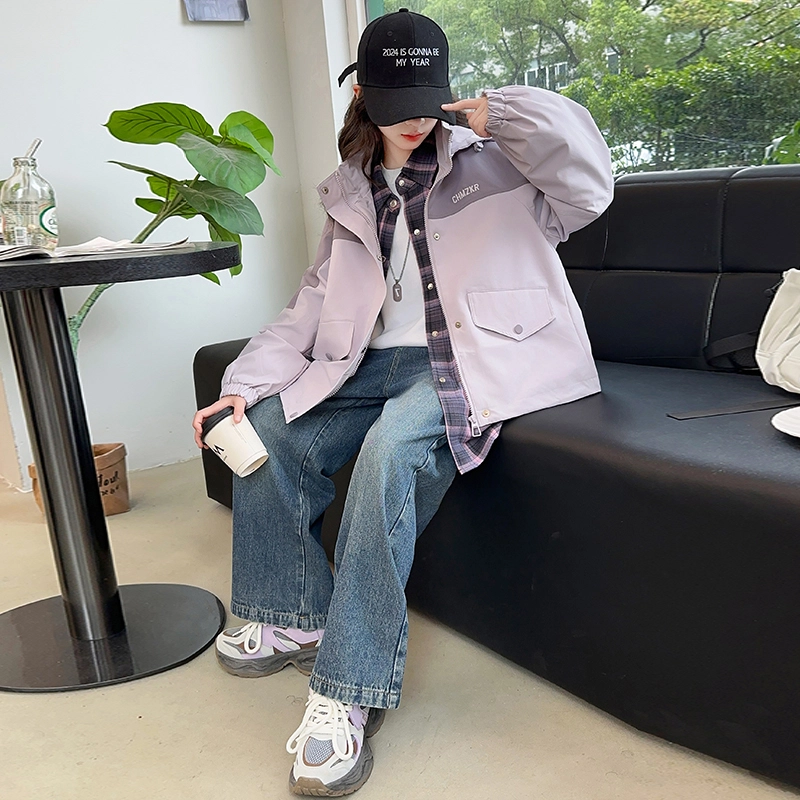 木木屋 连帽舒适时尚亲肤拉链长袖夹克外套青少年