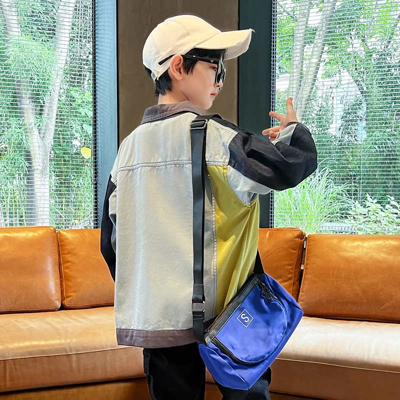 木木屋 舒适翻领落肩夹克外套 拼色青少年
