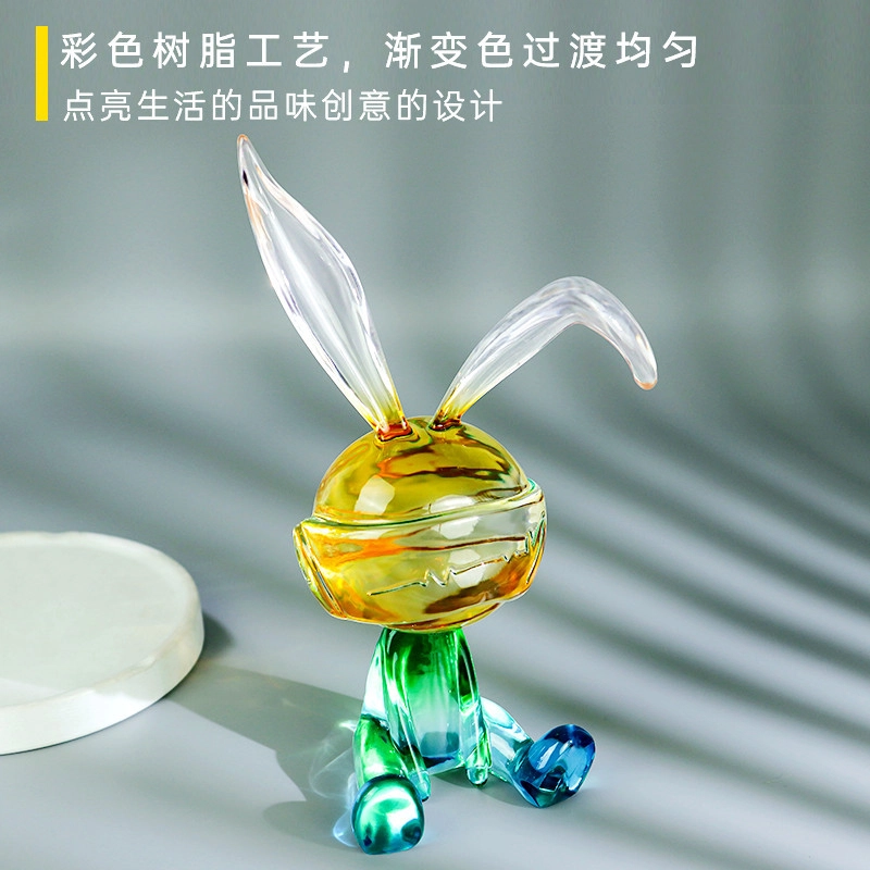 兴启璇 卡通潮玩透明树脂摆件炫彩公仔家居玩偶 比例手办