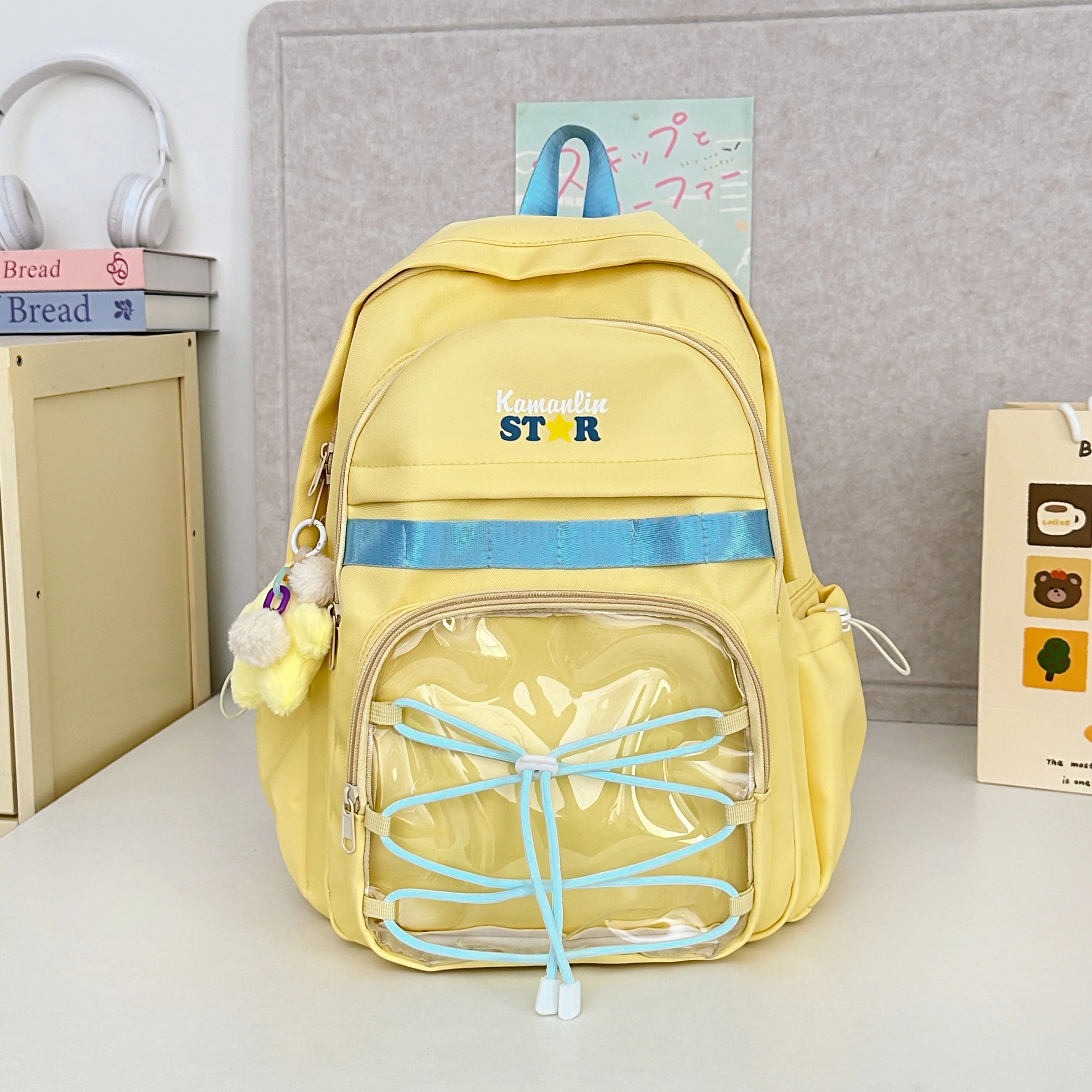 蔻蒂熊 甜美少女书包学院风高中初中生大容量中学生宝藏背包女高颜值小清新 涤纶 双肩包 常规 青少年 白色/黑色/黄色/蓝色