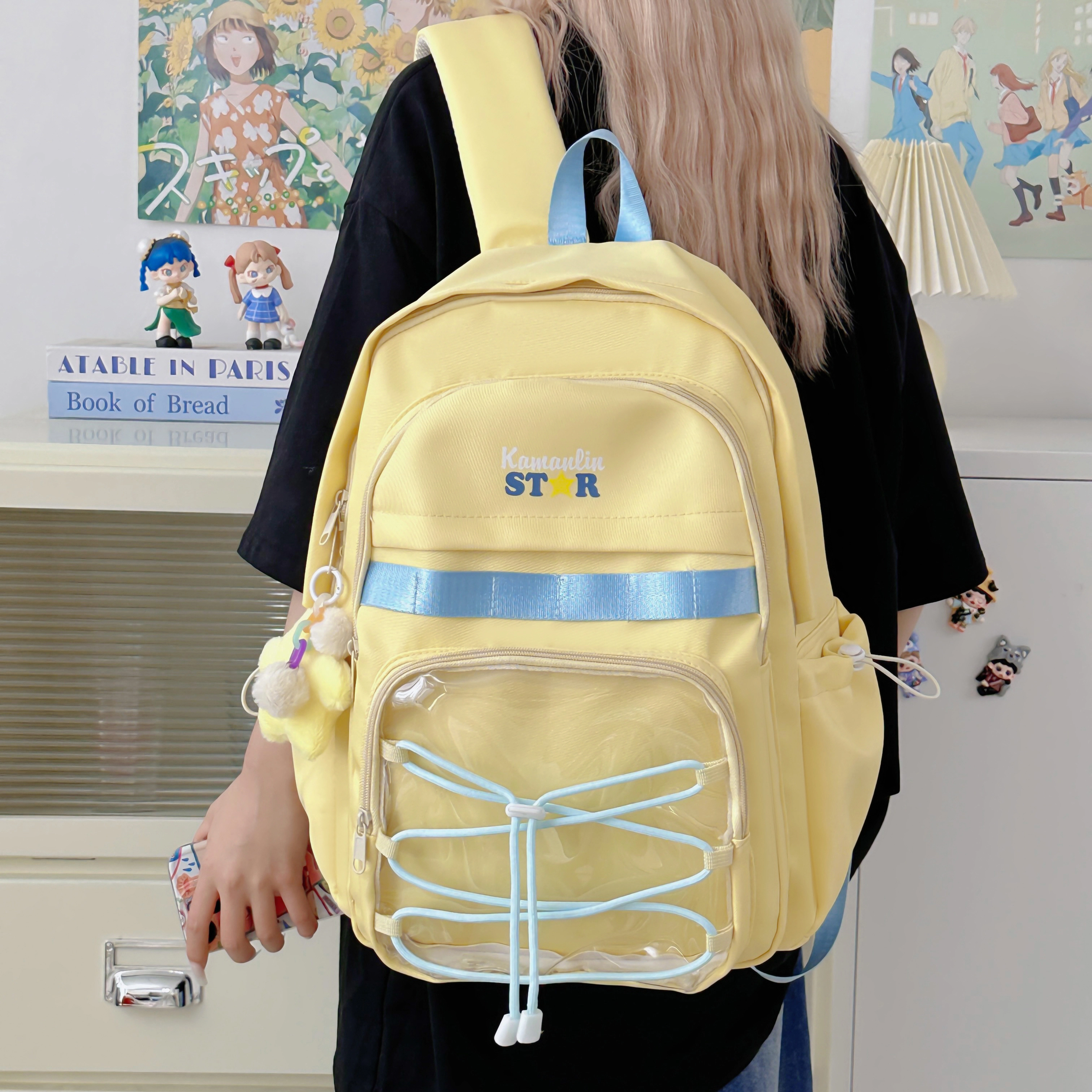 蔻蒂熊 甜美少女书包学院风高中初中生大容量中学生宝藏背包女高颜值小清新 涤纶 双肩包 常规 青少年 白色/黑色/黄色/蓝色