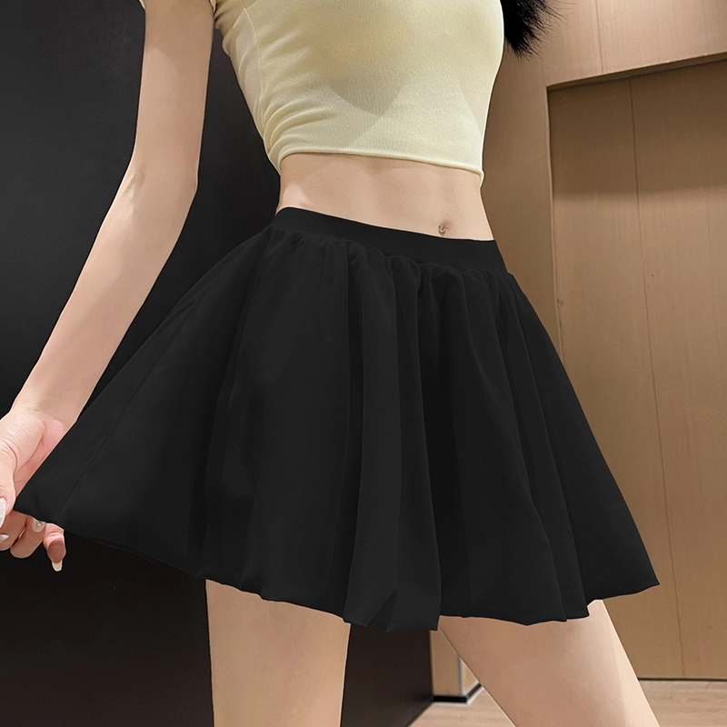 丝絮丝绸 松紧腰高腰蓬蓬裙时尚休闲短裙 女款