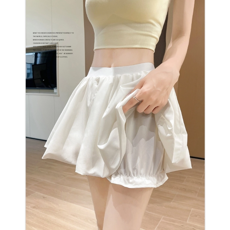 丝絮丝绸 松紧腰高腰蓬蓬裙时尚休闲短裙 女款