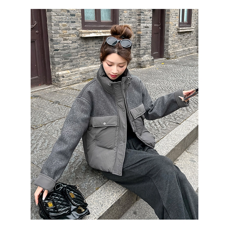 丝絮丝绸 冬季时尚韩版宽松加厚连帽面包服保暖外套棉服 女款
